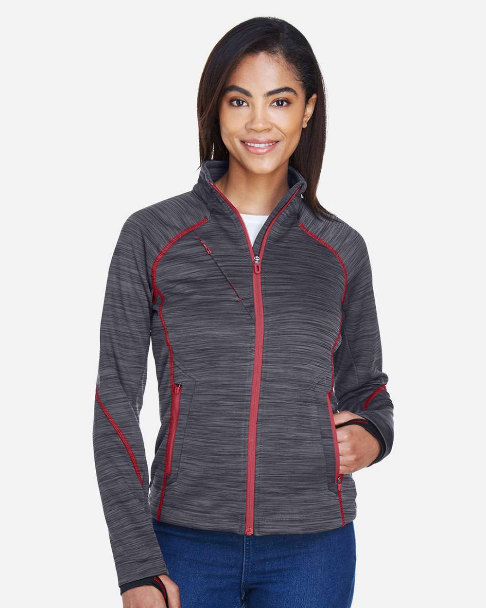 North End Ladies' Flux Mélange Bonded Fleece Jacket