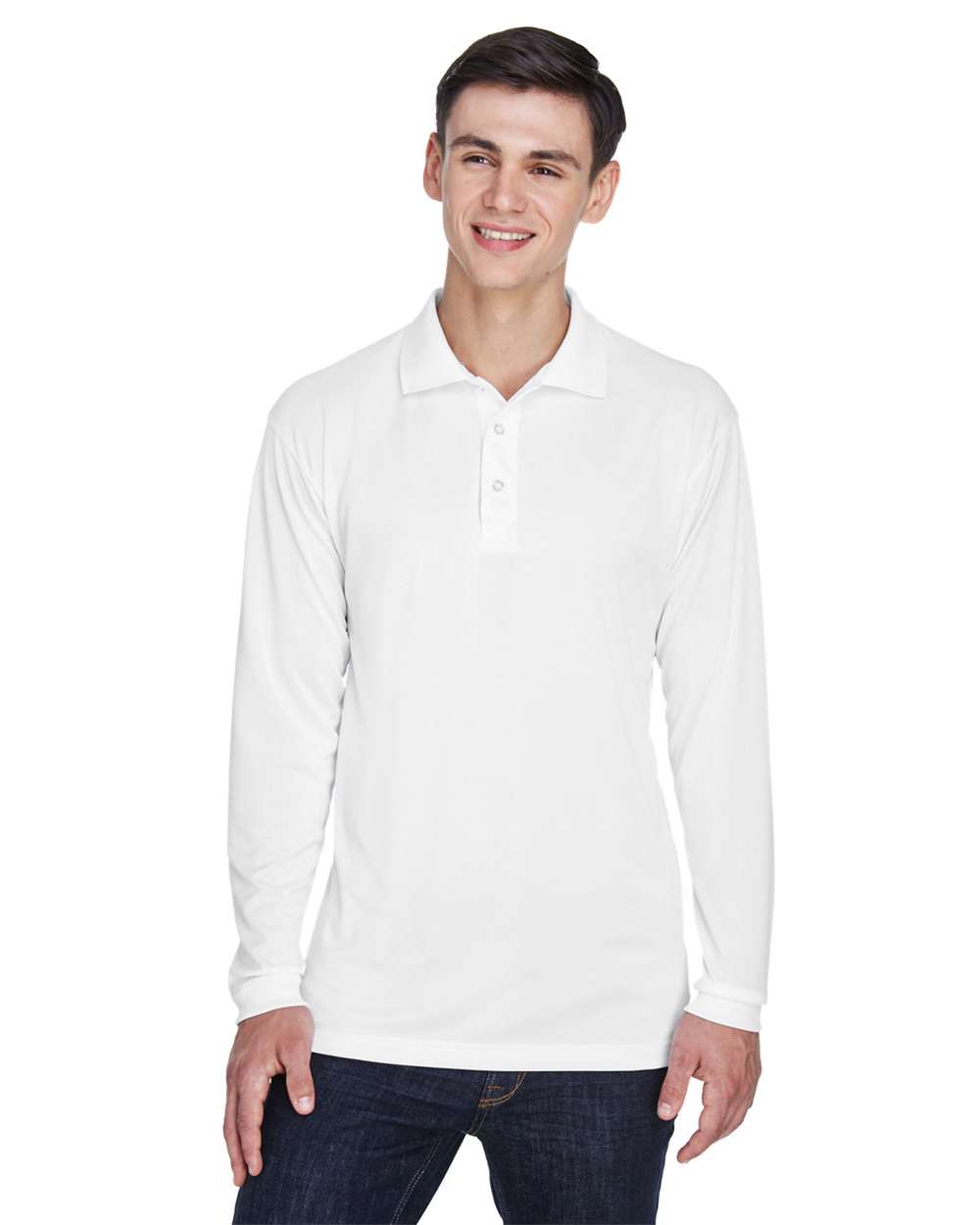 UltraClub Men's Cool & Dry Sport Long Sleeve Polo