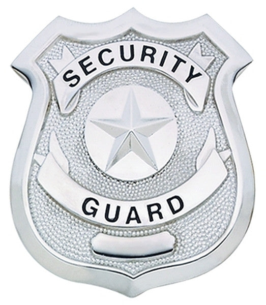 SECURITY GUARD Badge Enameled & Plated Durable 5-Pc Pin/Catch, 2-1/4x2-5/8"
