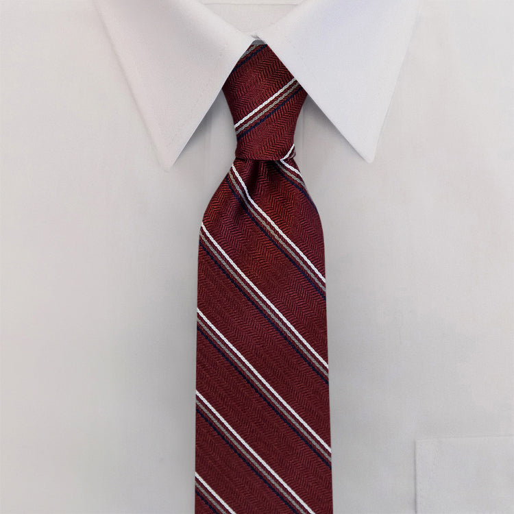 Burgundy/Grey Stripe #614 Clip-On Necktie