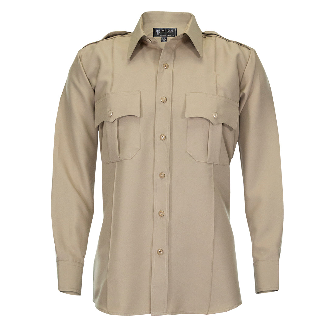 Men’s Polyester Long Sleeve Uniform Shirt (Color: Silver Tan)
