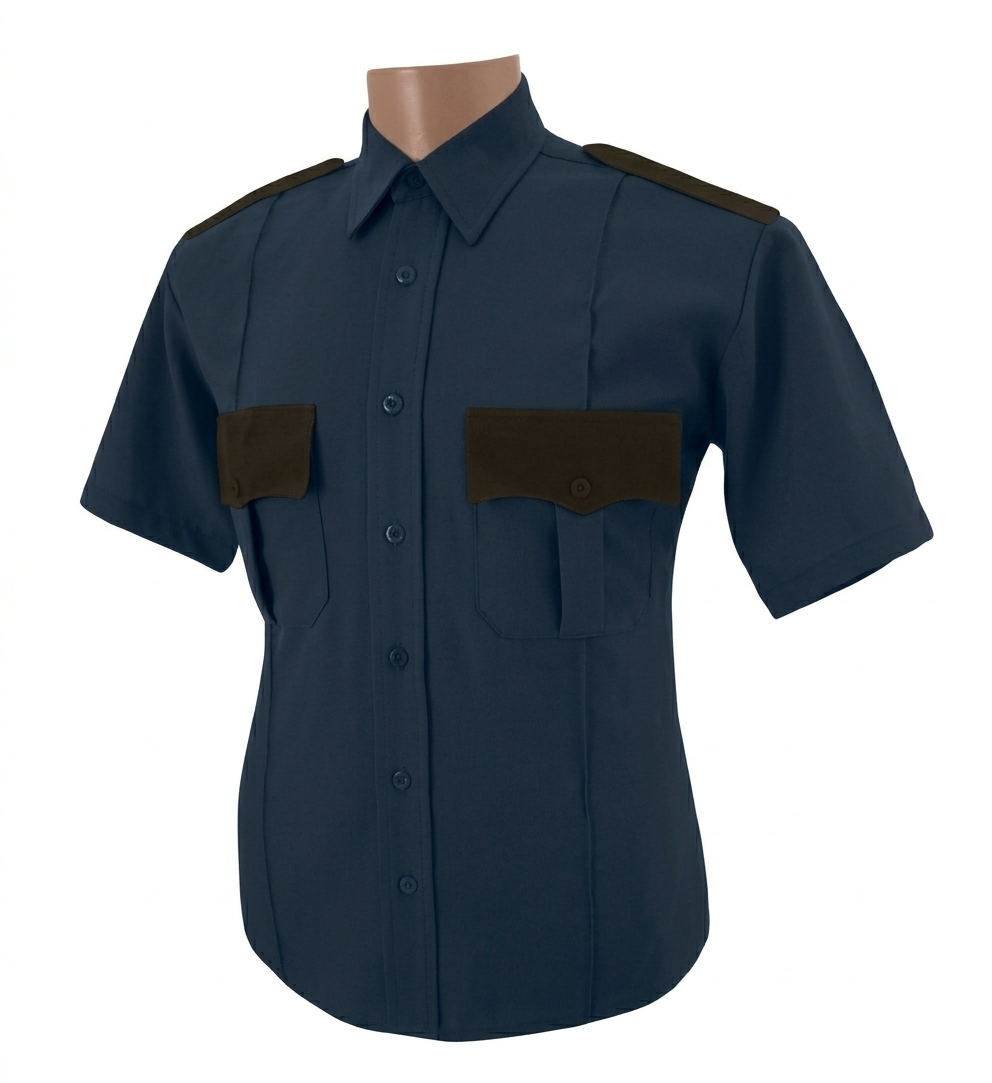 All Polyester Short Sleeve Shirt (Color: Two Tones)
