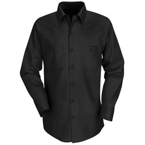 Men's Long Sleeve Industrial Solid Work Shirt (Color: Black, Charcoal, Grey, Khaki, Light Blue)