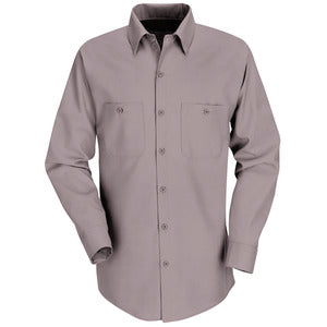 Men's Long Sleeve Industrial Solid Work Shirt (Color: Black, Charcoal, Grey, Khaki, Light Blue)