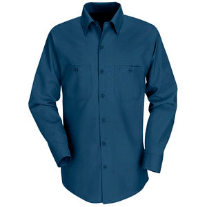 Men's Long Sleeve Industrial Solid Work Shirt (Color: Light Blue, Navy, Red, White)