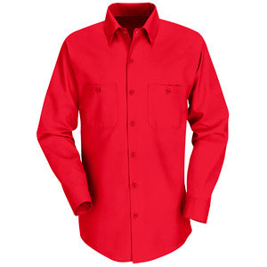 Men's Long Sleeve Industrial Solid Work Shirt (Color: Light Blue, Navy, Red, White)