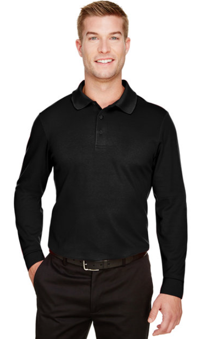 Men's CrownLux Performance® Plaited Long Sleeve Polo