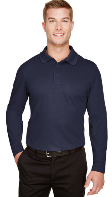 Men's CrownLux Performance® Plaited Long Sleeve Polo