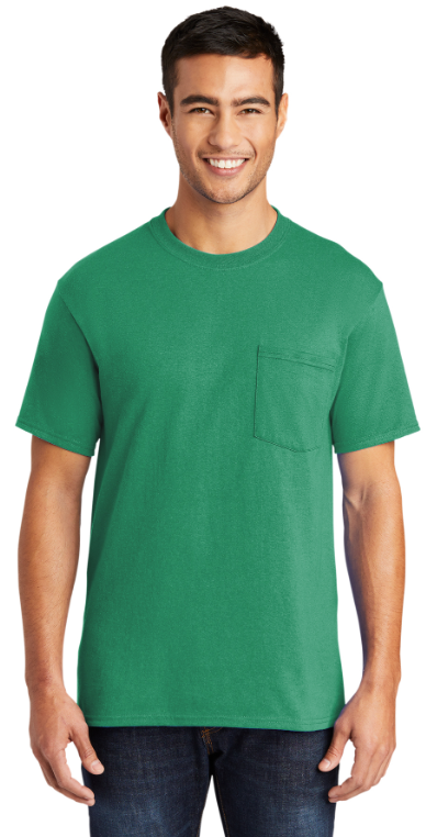 Port & Co™ Core Blend Pocket Tee (Color: Orange, Kelly, Dark Green, Lime)