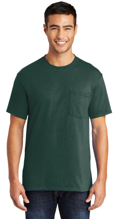 Port & Co™ Core Blend Pocket Tee (Color: Orange, Kelly, Dark Green, Lime)