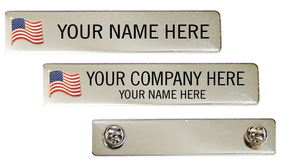 Polished Name Tags With American Flag