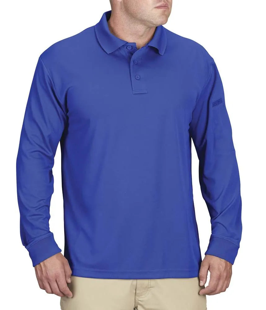 Men's Uniform Polo - Long Sleeve (Color: Red, Dark Green, Cobalt Blue, Brown)