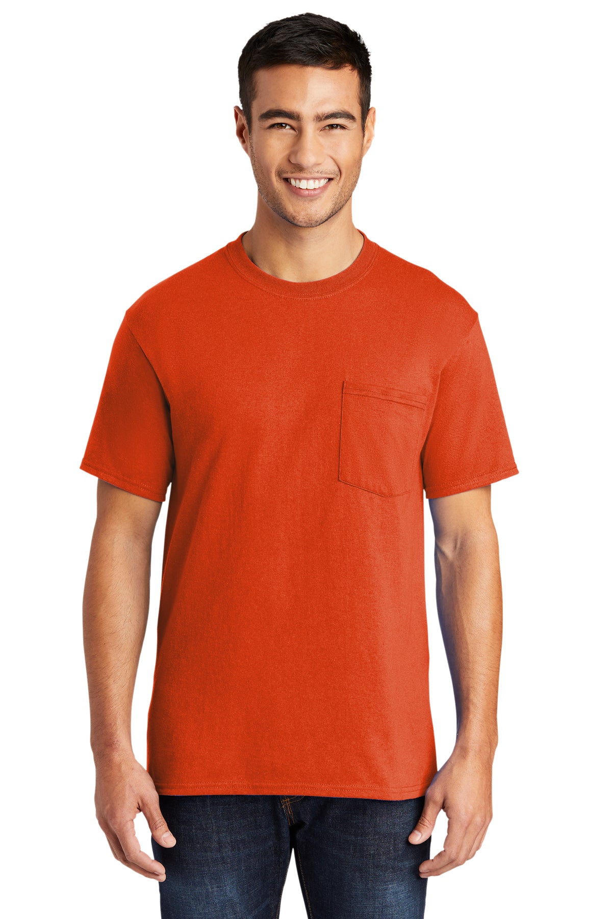 Port & Co™ Core Blend Pocket Tee (Color: Orange, Kelly, Dark Green, Lime)