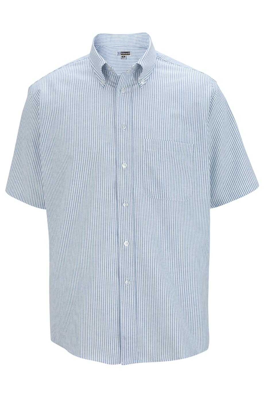 Easy Care Oxford Short Sleeve Mens Shirt (Color: Blue Stripes, Grey Stripes)