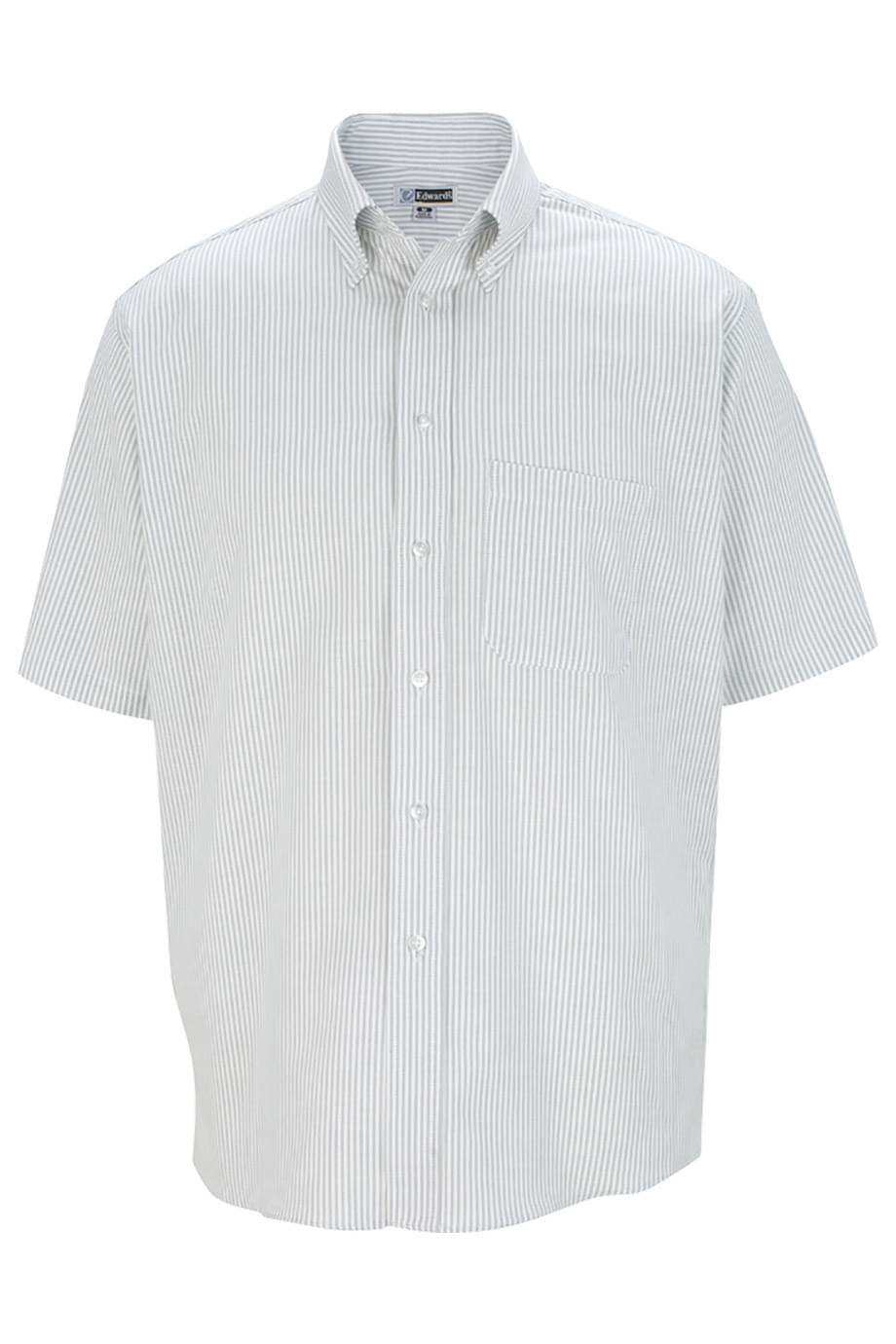 Easy Care Oxford Short Sleeve Mens Shirt (Color: Blue Stripes, Grey Stripes)