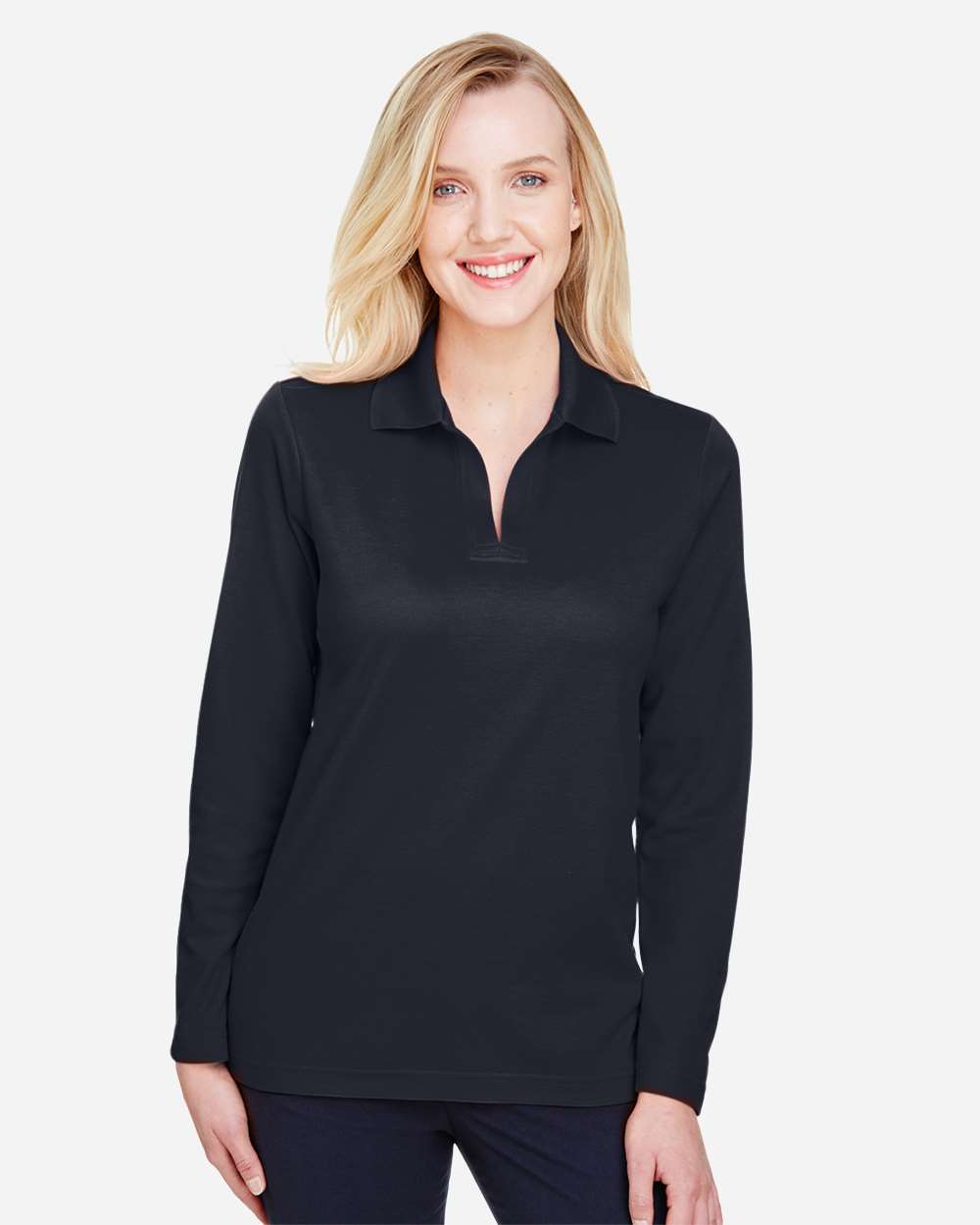 Devon & Jones Women's CrownLux Performance® Plaited Long Sleeve Polo