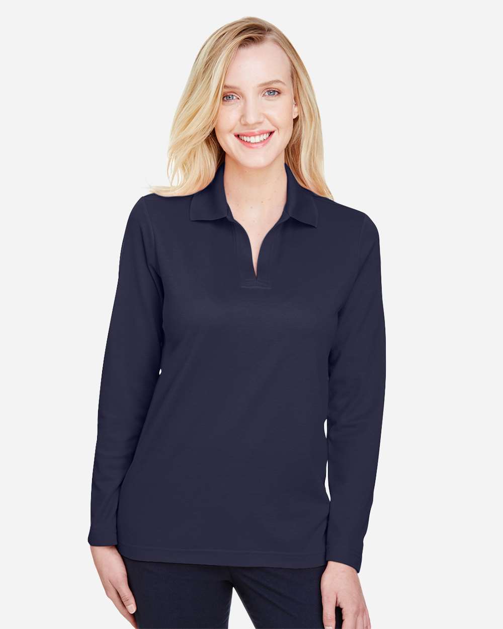 Devon & Jones Women's CrownLux Performance® Plaited Long Sleeve Polo