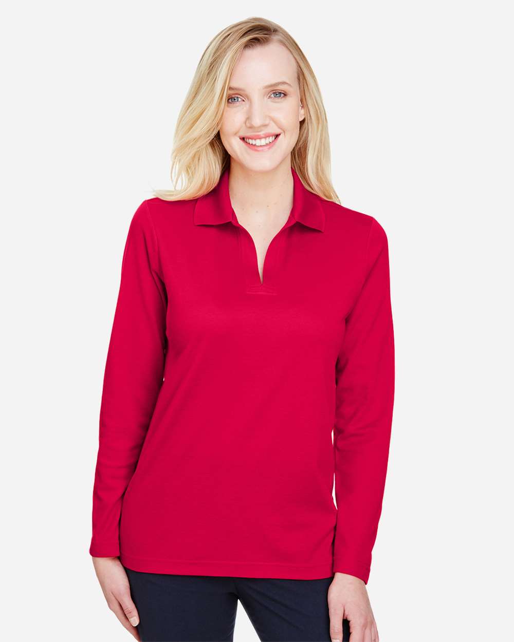Devon & Jones Women's CrownLux Performance® Plaited Long Sleeve Polo