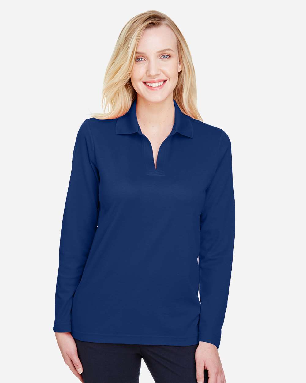Devon & Jones Women's CrownLux Performance® Plaited Long Sleeve Polo