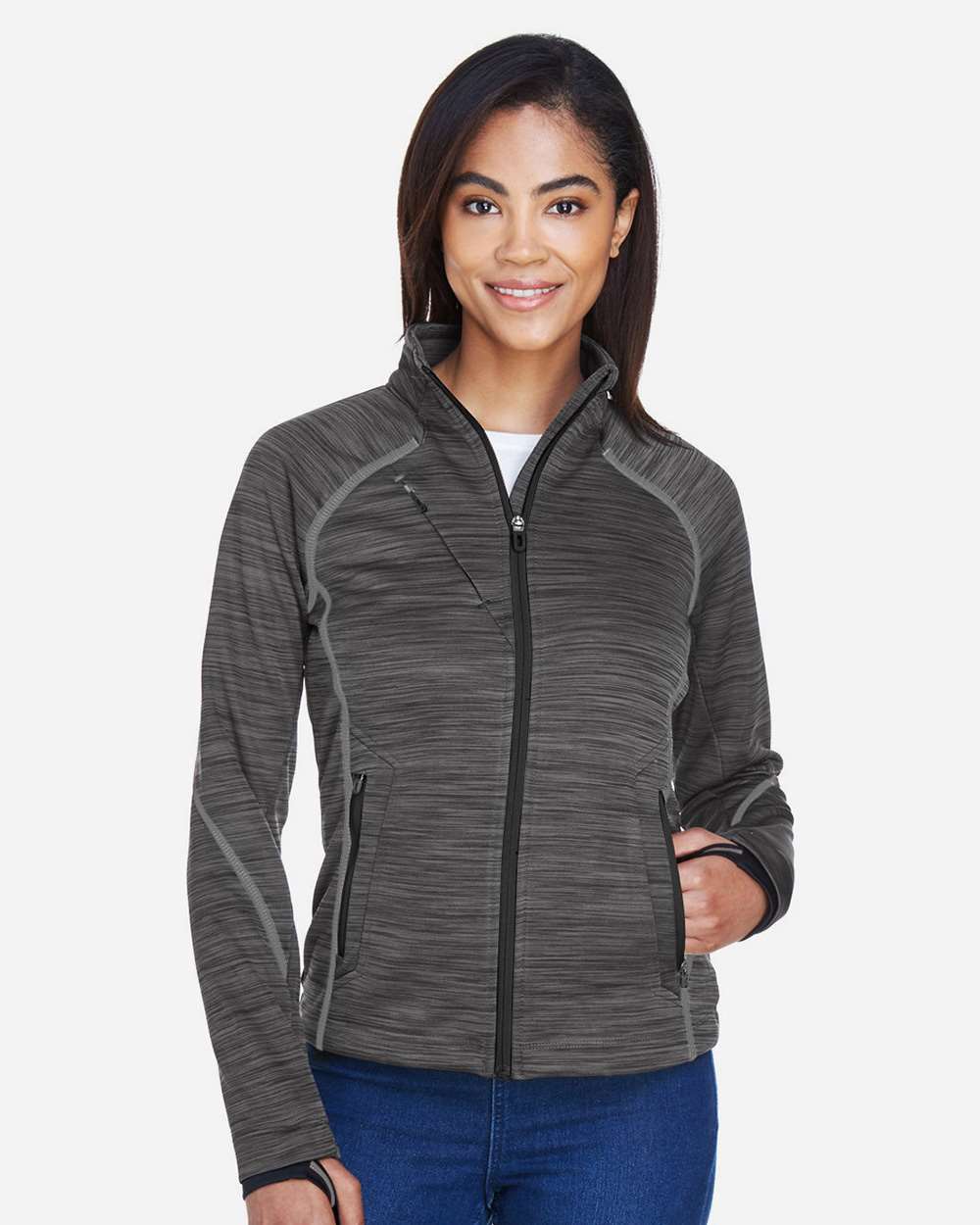 North End Ladies' Flux Mélange Bonded Fleece Jacket