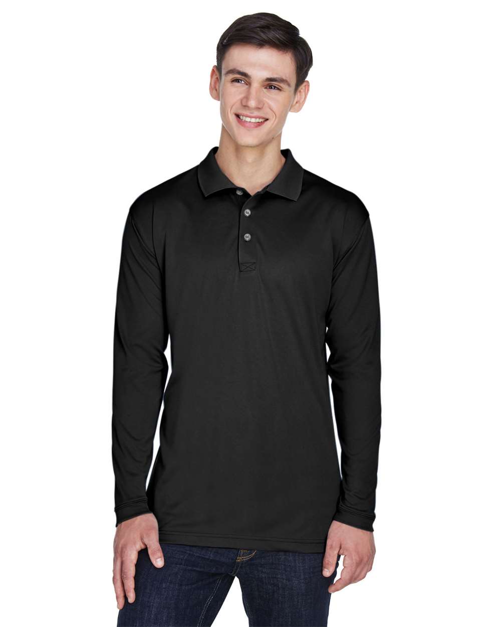 UltraClub Men's Cool & Dry Sport Long Sleeve Polo
