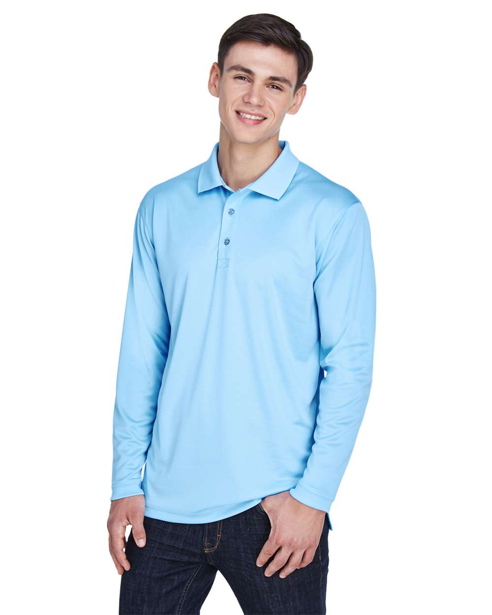 UltraClub Men's Cool & Dry Sport Long Sleeve Polo