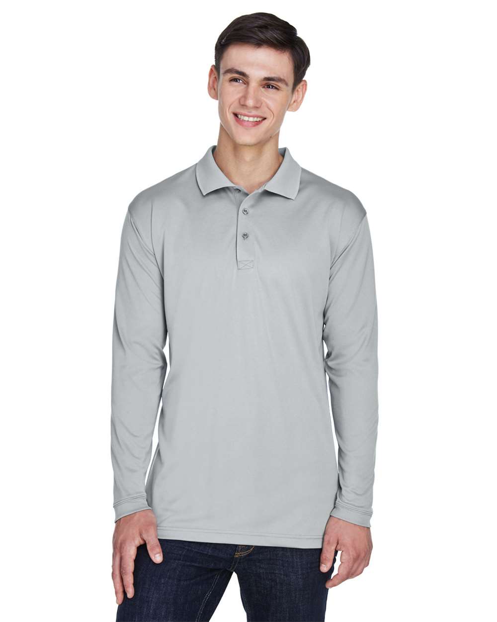 UltraClub Men's Cool & Dry Sport Long Sleeve Polo