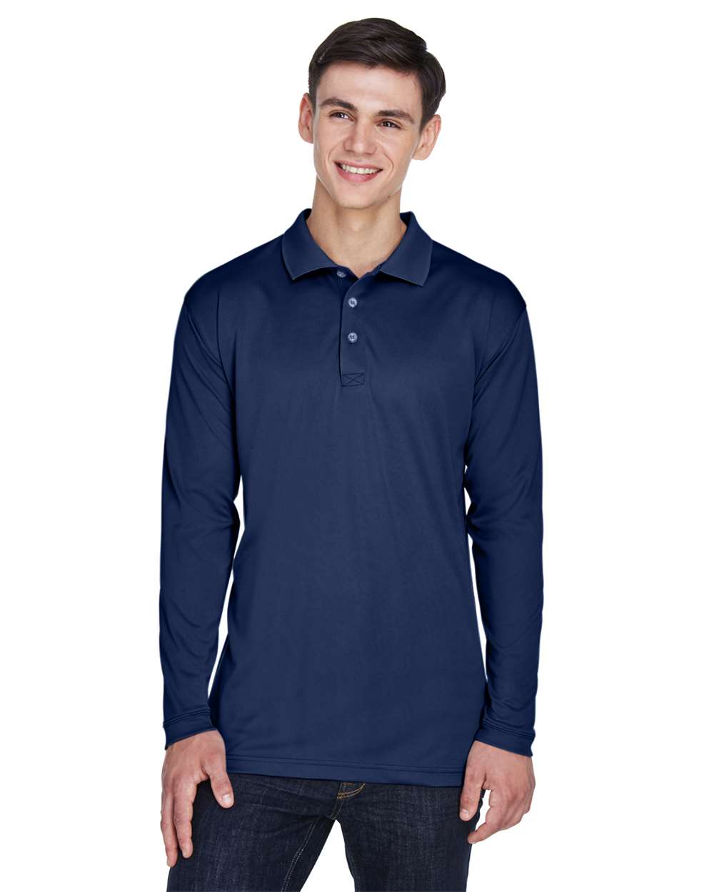 UltraClub Men's Cool & Dry Sport Long Sleeve Polo
