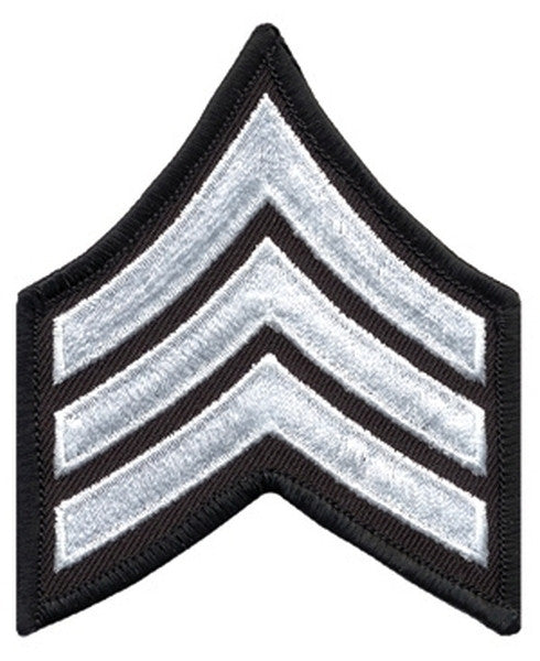 SGT Chevrons, Merrowed Border, White/Black, 3" Wide, Pairs