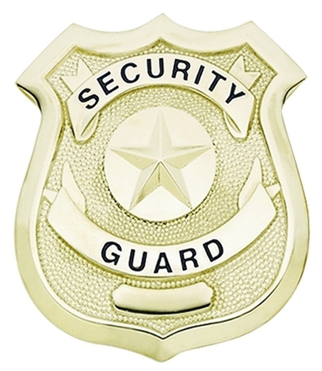 SECURITY GUARD Badge Enameled & Plated Durable 5-Pc Pin/Catch, 2-1/4x2-5/8"