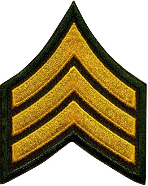 SGT Chevrons, Medium Gold/O.D., 3" Wide, Pairs