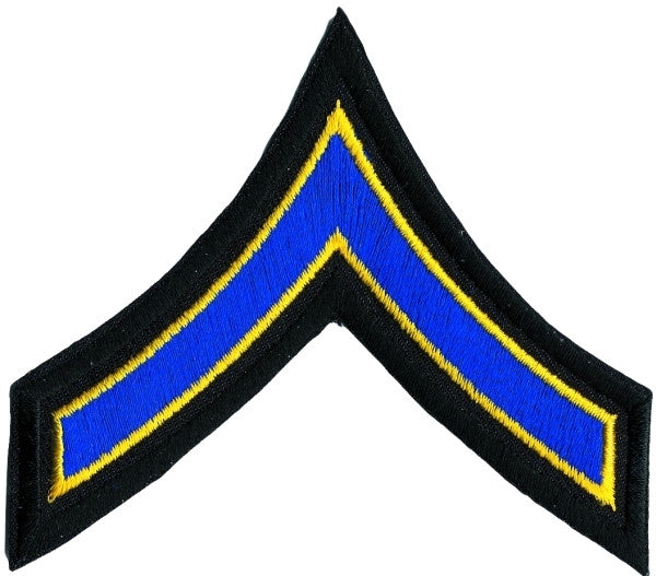 PFC Chevrons, Royal-Medium Gold/Black, 3-1/2" W, Pairs