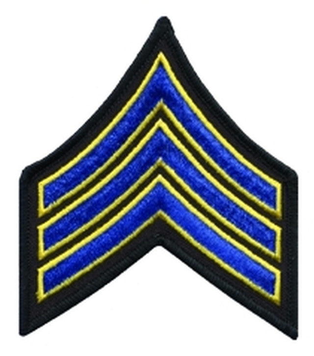 SGT Chevrons, Royal-Medium Gold/Black, 3-1/2" W, Pairs