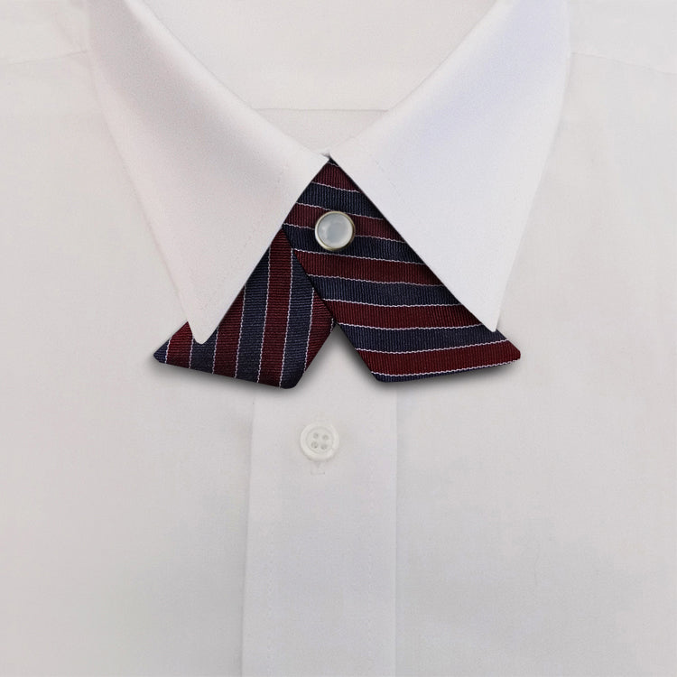 Navy/Burgundy/White Stripe #392 Crossover Tie with Pearl Snap
