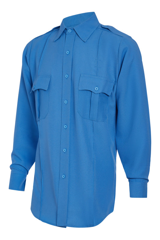 All Polyester Long Sleeve Shirt, Ideal For Security Officers and Police, Durable and Comfortable, Includes Pencil Pockets, Epaulettes and Flaps