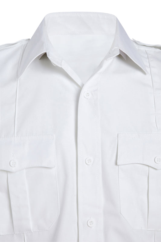 All Polyester Long Sleeve Shirt, Ideal For Security Officers and Police, Durable and Comfortable, Includes Pencil Pockets, Epaulettes and Flaps