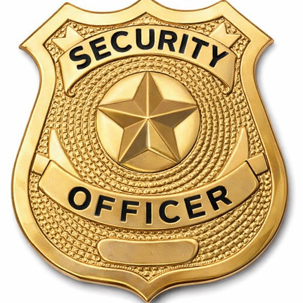 Metal Badge (Security Officer) w/ Star 2-1/2" x 2-1/4"