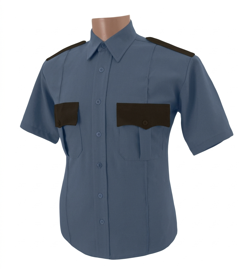 All Polyester Short Sleeve Shirt (Color: Two Tones)