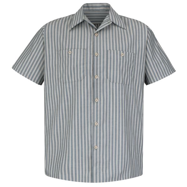 Men's Short Sleeve Striped Work Shirt