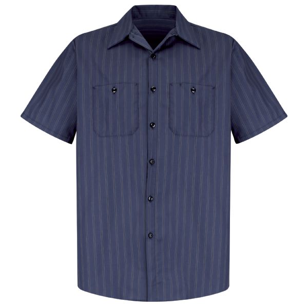 Men's Short Sleeve Striped Work Shirt