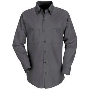 Men's Long Sleeve Industrial Solid Work Shirt (Color: Black, Charcoal, Grey, Khaki, Light Blue)