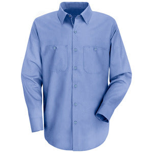 Men's Long Sleeve Industrial Solid Work Shirt (Color: Light Blue, Navy, Red, White)