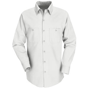 Men's Long Sleeve Industrial Solid Work Shirt (Color: Light Blue, Navy, Red, White)