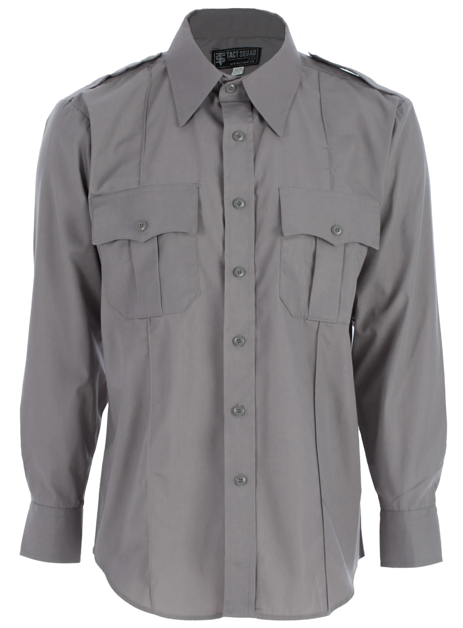 Polyester/Cotton Long Sleeve Uniform Shirt (Color: Silver Tan, Gray)