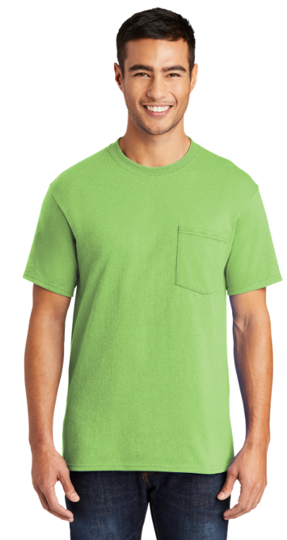 Port & Co™ Core Blend Pocket Tee (Color: Orange, Kelly, Dark Green, Lime)