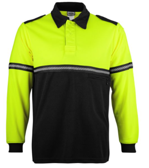 FIRST CLASS TWO TONE LONG SLEEVE BIKE PATROL SHIRT W/ ZIPPER POCKET & HASH STRIPES