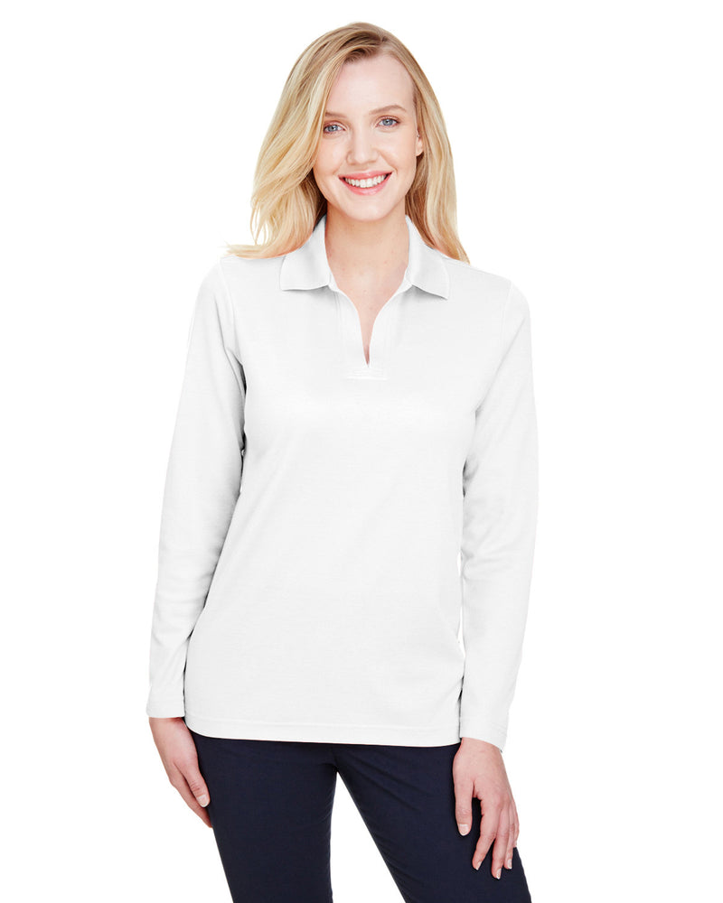 Devon & Jones CrownLux Performance™ Ladies' Plaited Long Sleeve Polo