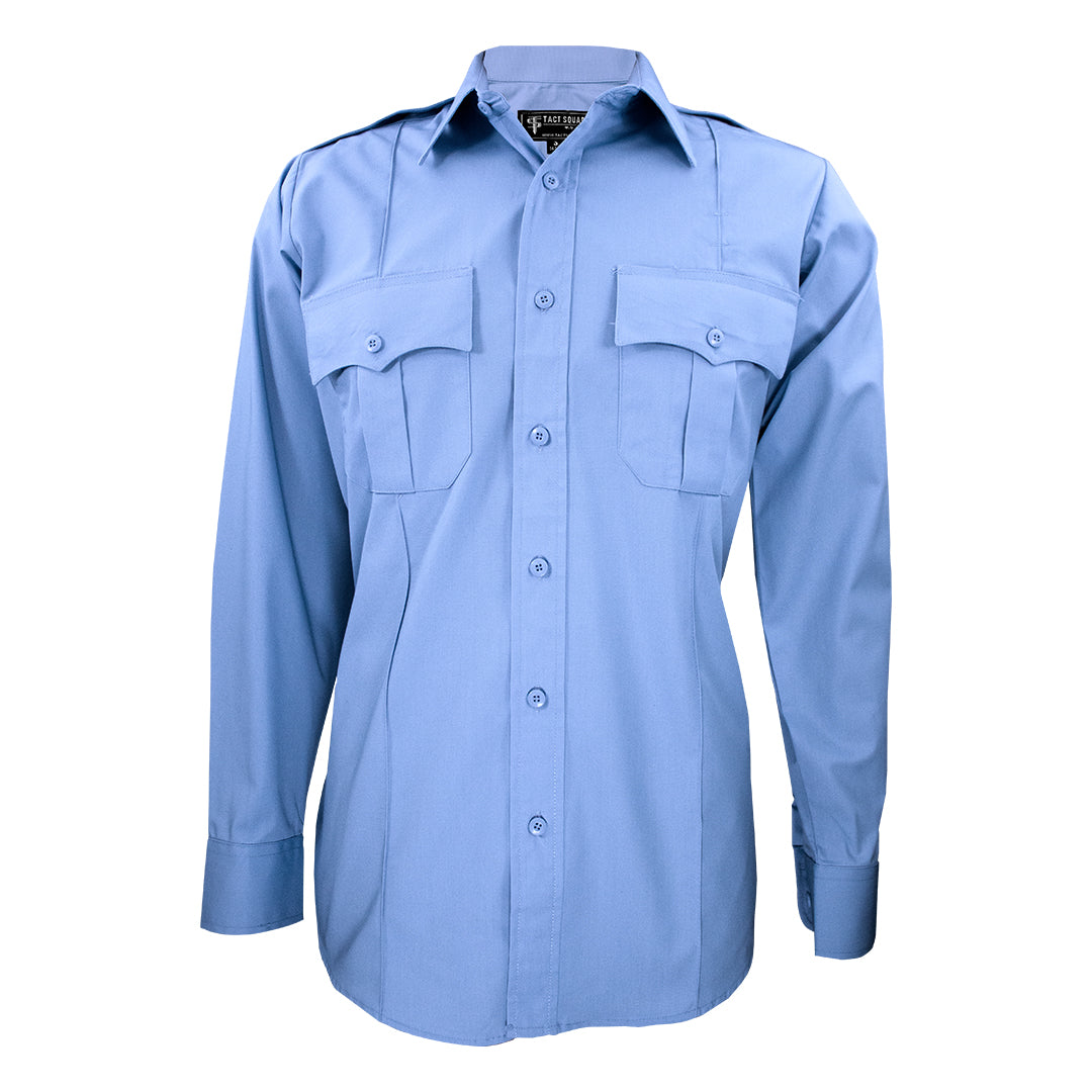Polyester/Cotton Long Sleeve Uniform Shirt (Color: White, Light Blue, French Blue)