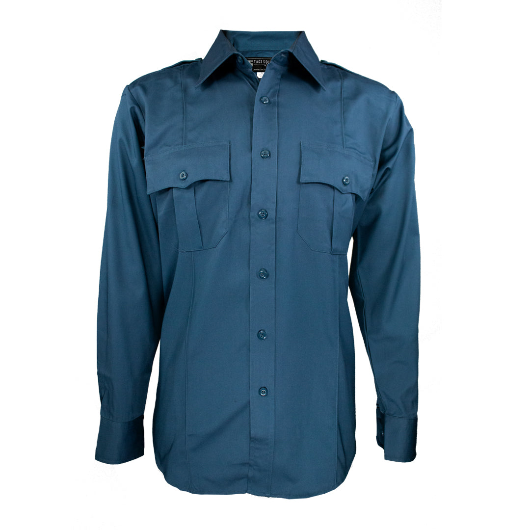 Polyester/Cotton Long Sleeve Uniform Shirt (Color: White, Light Blue, French Blue)