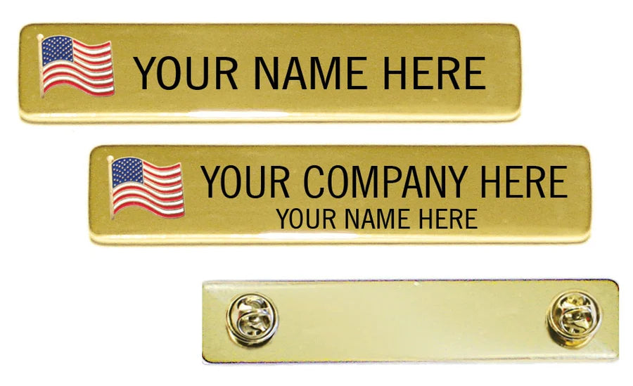 Polished Name Tags With American Flag